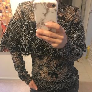 ZARA Lace top with scallop edges, XS